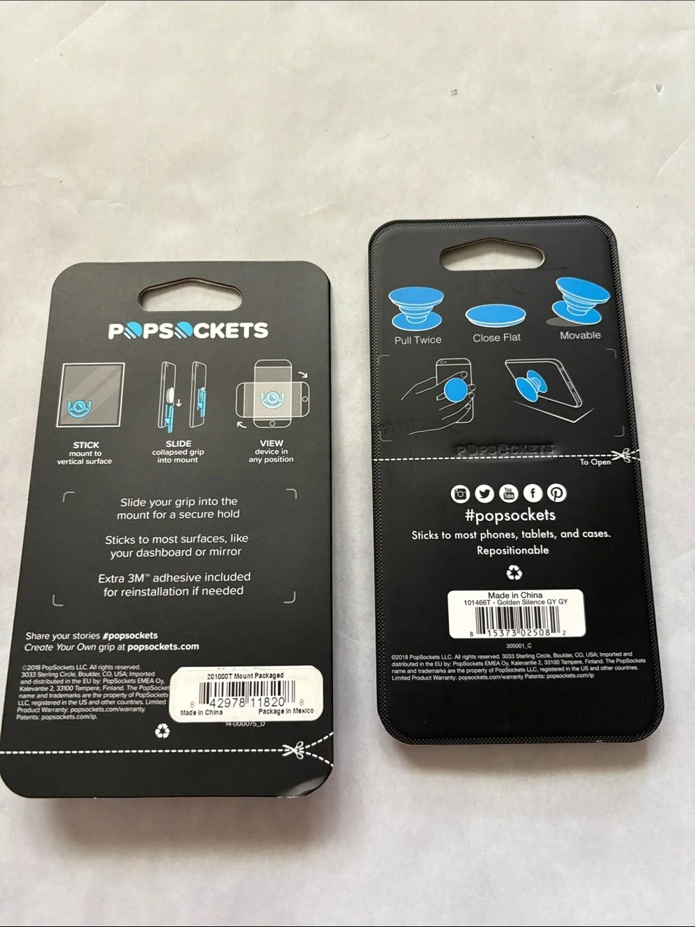 PopSockets Phone Grip & Multi-Surface Mount - Black & White golden silence new